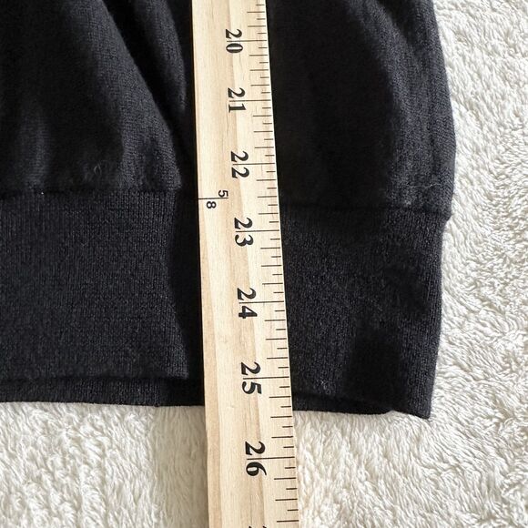 Banana Republic Sweater Size M Black Merino Wool Double V-Neck - Picture 7 of 8